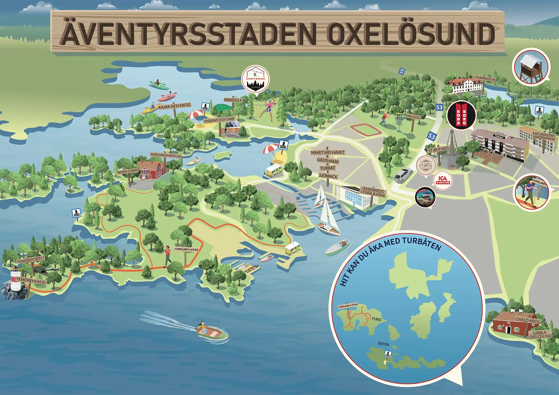Karta över Äventyrsstaden Oxelösund